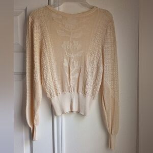 Bluivy Womens  Beige Pointelle Knit Size S New Without Tags